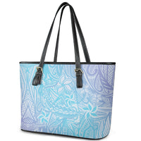 Baby Blue Gradient Polynesia Leather Tote Bag Hawaiian Tribal Hammerhead Shark Tattoo LT14 - Polynesian Pride
