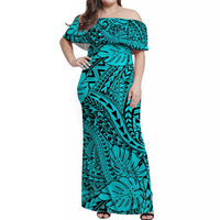Matching Hawaiian Outfits For Couples Polynesian Tribal Art Turquoise LT14 - Polynesian Pride