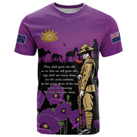 New Zealand ANZAC Soldier and War Animals T Shirt We Will Remember Them LT15 Purple - Polynesian Pride