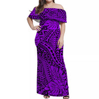 Matching Hawaiian Outfits For Couples Polynesian Tribal Art Purple LT14 - Polynesian Pride