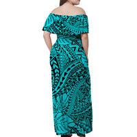 Matching Hawaiian Outfits For Couples Polynesian Tribal Art Turquoise LT14 - Polynesian Pride