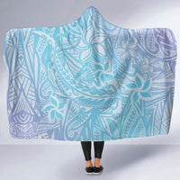 Baby Blue Gradient Polynesia Hooded Blanket Hawaiian Tribal Hammerhead Shark Tattoo LT14 - Polynesian Pride