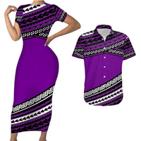 Polynesian Couples Matching Outfits Combo Bodycon Dress And Hawaii Shirt Simple Purple No.2 LT6 No Dress - Polynesian Pride
