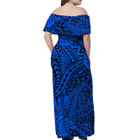 Matching Hawaiian Outfits For Couples Polynesian Tribal Art Blue LT14 - Polynesian Pride