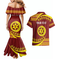 Personalised Tonga High School Couples Matching Mermaid Dress and Hawaiian Shirt Happy 77 Years Anniversary LT14 - Polynesian Pride