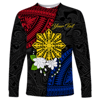 (Custom Personalised) Philippines Sampaguita Filipino Sun Long Sleeve Shirt - LT12 Unisex Black - Polynesian Pride