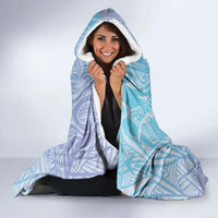 Baby Blue Gradient Polynesia Hooded Blanket Hawaiian Tribal Hammerhead Shark Tattoo LT14 - Polynesian Pride