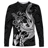 (Custom Personalised) Polynesian Shark Tattoo Hawaii Tribal Long Sleeve Shirt - LT12 Unisex Black - Polynesian Pride