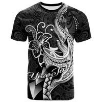 (Custom Personalised) Polynesian Shark Tattoo Hawaii Tribal T-Shirt Kid - LT12 Youth XL Size14 - Polynesian Pride