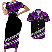 Polynesian Couples Matching Outfits Combo Bodycon Dress And Hawaii Shirt Simple Purple No.1 LT6 No Dress - Polynesian Pride