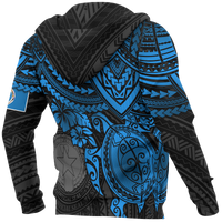Northern Mariana Islands Polynesian Hoodie Blue Turtle - Polynesian Pride