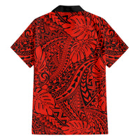 Red Hawaii Family Matching Off Shoulder Long Sleeve Dress And Hawaiian Shirt Tribal Art LT14