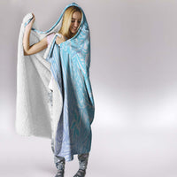 Baby Blue Gradient Polynesia Hooded Blanket Hawaiian Tribal Hammerhead Shark Tattoo LT14 - Polynesian Pride