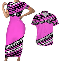 Polynesian Couples Matching Outfits Combo Bodycon Dress And Hawaii Shirt Simple Pink LT6 No Dress - Polynesian Pride