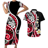 Plumeria Polynesian Couples Matching Outfits Combo Bodycon Dress And Hawaii Shirt Trending Red LT6 No Dress - Polynesian Pride