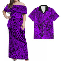 Matching Hawaiian Outfits For Couples Polynesian Tribal Art Purple LT14 Purple - Polynesian Pride