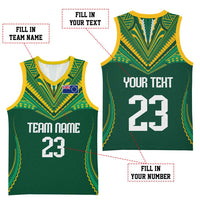 Custom Cook Islands Basketball Jersey Tatau Art Sport Style Green Color CTM03 - Polynesian Pride