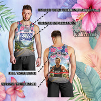Custom Race Bib and Photo Marathon Nature and Tropical Style Men Tank Top