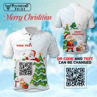 Custome QR Code Polynesian Christmas Polo Shirt Funny Santa Claus and Xmas Style