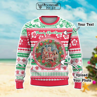 Custom Photo Polynesian Christmas Knitted Sweatshirt CTM05 - Polynesian Pride