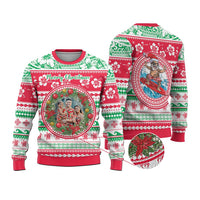 Custom Photo Polynesian Christmas Knitted Sweatshirt CTM05 - Polynesian Pride