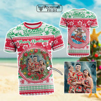 Custom Photo Polynesian Christmas T Shirt CTM05 Multicolor - Polynesian Pride