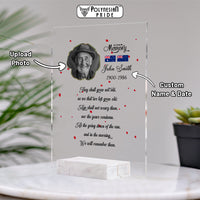 Custom Photo Australia And New Zealand ANZAC Day Memorial Acrylic Plaque We Will Remember You CTM05 - Polynesian Pride
