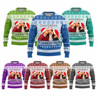 Custom Photo Hawaii Christmas Knitted Sweatshirt Mele Kalikimaka