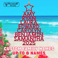 Custom Christmas Family Names Xmas Tree Ceramic Ornament CTM05 Red - Polynesian Pride