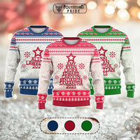 Custom Polynesian Knitted Sweatshirt Family Names Xmas Tree CTM05 Multicolor - Polynesian Pride