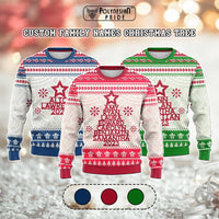 Custom Polynesian Knitted Sweatshirt Family Names Xmas Tree CTM05 - Polynesian Pride