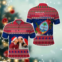 Custom Photo Guam Christmas Polo Shirt Guaman Seal Poinsettia Felis Pasgua