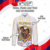 Custom Photo Philippines Independence Day Long Sleeve Button Shirt Maligayang Araw ng Kalayaan Barong Patterns CTM05 - Polynesian Pride