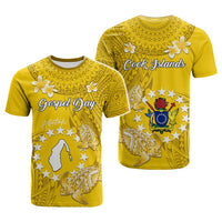 Custom Cook Islands Gospel Day T Shirt Islands Map Plumeria Polynesian Pattern CTM05 - Polynesian Pride
