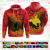 Custom Papua New Guinea Provinces Hoodie Symbol Flag Polynesian Pattern CTM05 Red - Polynesian Pride