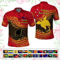 Custom Papua New Guinea Provinces Polo Shirt Symbol Flag Polynesian Pattern CTM05 Red - Polynesian Pride
