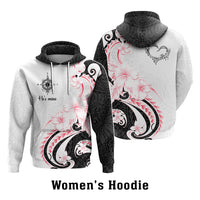 Custom Polynesian Couple National Spouses Day Hoodie Compass Hibiscus Flowers
