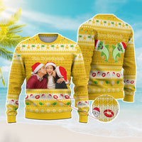 Custom Photo Polynesian Knitted Sweatshirt Beach Style CTM05 - Polynesian Pride