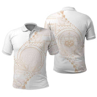 Custom Photo Samoa White Sunday Polo Shirt Lotu Tamaiti Teuila With Samoan Siapo CTM05