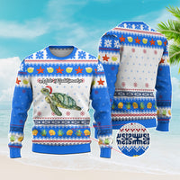 Custom Christmas Hawaii Symbols Knitted Sweatshirt Polynesian Tribal Pattern