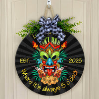 Custom Tiki Bar Hanging Door Sign CTM05 Black - Polynesian Pride