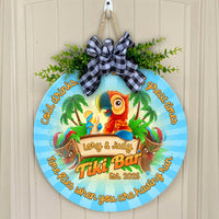 Custom Tiki Bar Hanging Door Sign Tropical Vibe CTM05 Blue - Polynesian Pride