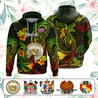 Custom Polynesian Countries Hoodie Coat Of Arms Polynesian Tribal Tattoo Shark CTM05 Pullover Hoodie Black - Polynesian Pride