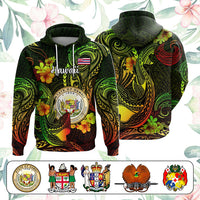 Custom Polynesian Countries Hoodie Coat Of Arms Polynesian Tribal Tattoo Shark CTM05 Pullover Hoodie Black - Polynesian Pride