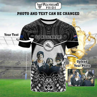 Custom Photo New Zealand Fern Rugby T Shirt Maori Pattern