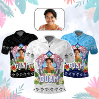 Custom Photo Guam Chamorro Polo Shirt Tribal Latte Stone With Dolphins