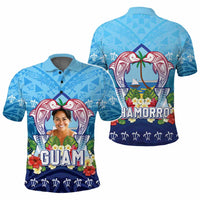 Custom Photo Guam Chamorro Polo Shirt Tribal Latte Stone With Dolphins