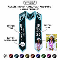 Custom Photo Hawaii Grad Name And Year Graduation Stole Polynesian Pattern With Leis CTM05 - Polynesian Pride