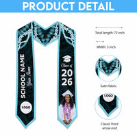 Custom Photo Hawaii Grad Name And Year Graduation Stole Polynesian Pattern With Leis CTM05 - Polynesian Pride