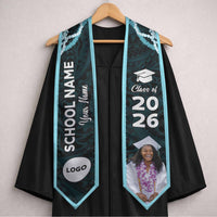 Custom Photo Hawaii Grad Name And Year Graduation Stole Polynesian Pattern With Leis CTM05 - Polynesian Pride